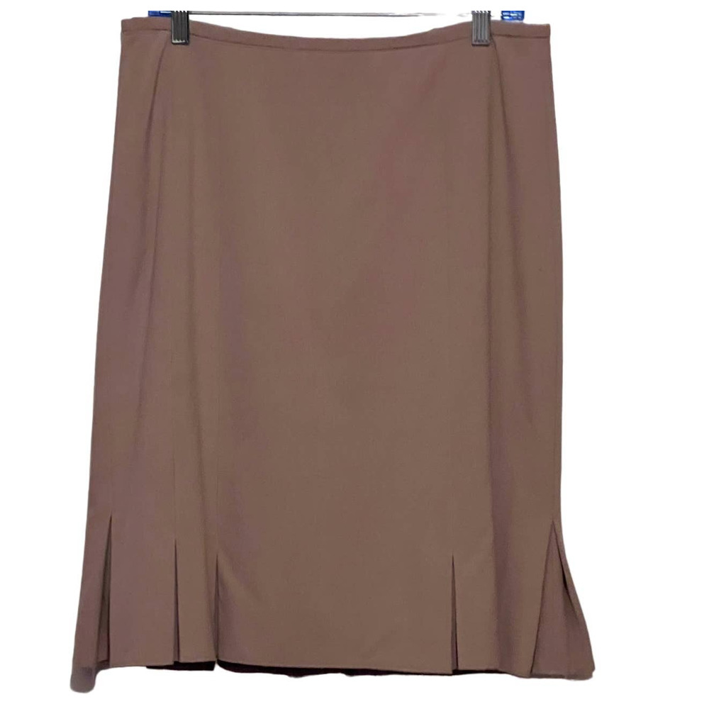 Apostrophe Stretch Women's Tan Pleaded Lined Skirt Zips‎ in Back Size 10